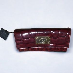 🆕 Beverly Hills Polo Club Red Croc Shiny Leather Wallet